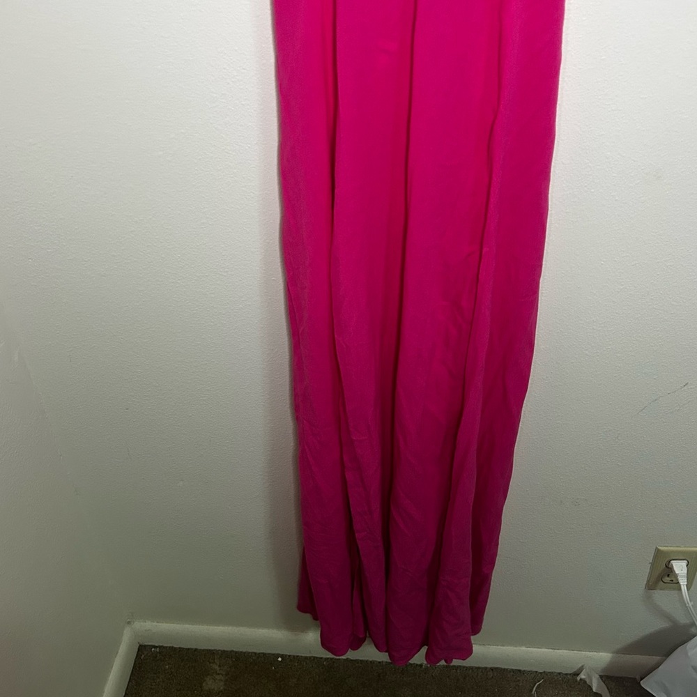 Super down Revolve hot pink halter dress with straps cutout back - Picture 7 of 14